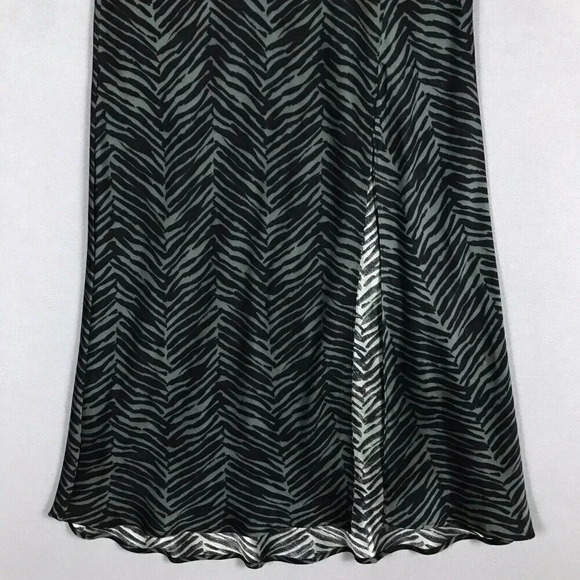 $299 ANINE BING Dolly Silk Skirt Zebra Print Size XS Midi Slit Willow Green Gray - Picture 5 of 16